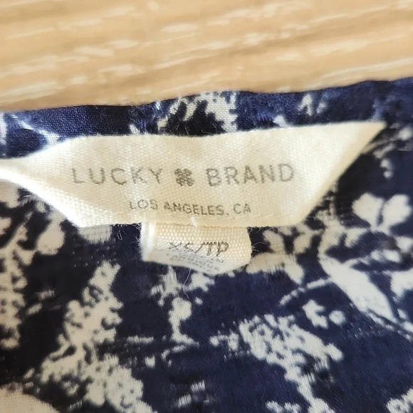 ||LUCKY BRAND|| dress, blue/white, floral, midi, cap sleeves, size extra small - Picture 5 of 5